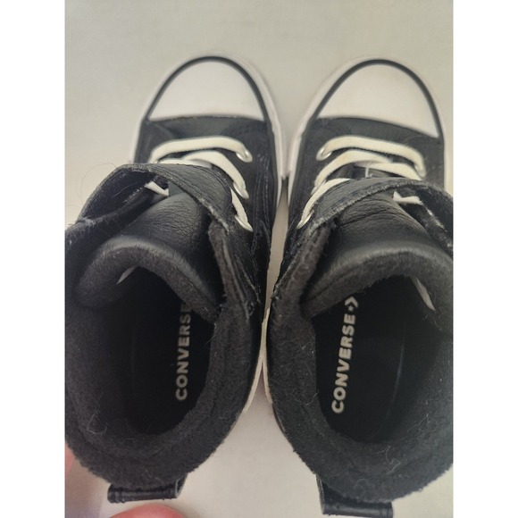 Converse All Star Leather High Top Black Infant Sneakers Shoes Size 9 - Picture 2 of 11